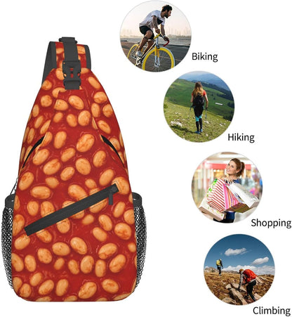 Ultra Lightweight Sling Shoulder Backpack Shoulder Chest Crossbody Bag Multipurpose Anti-Theft Daypack for Hiking Cycling Camping Travel, Boobs Breasts Print White Bookbag