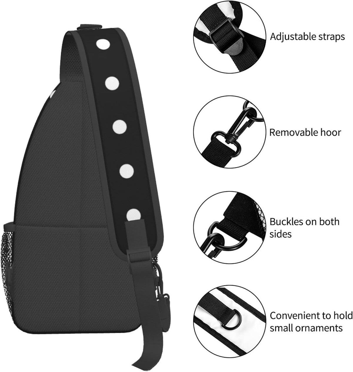 Ultra Lightweight Sling Shoulder Backpack Shoulder Chest Crossbody Bag Multipurpose Anti-Theft Daypack for Hiking Cycling Camping Travel, Boobs Breasts Print White Bookbag