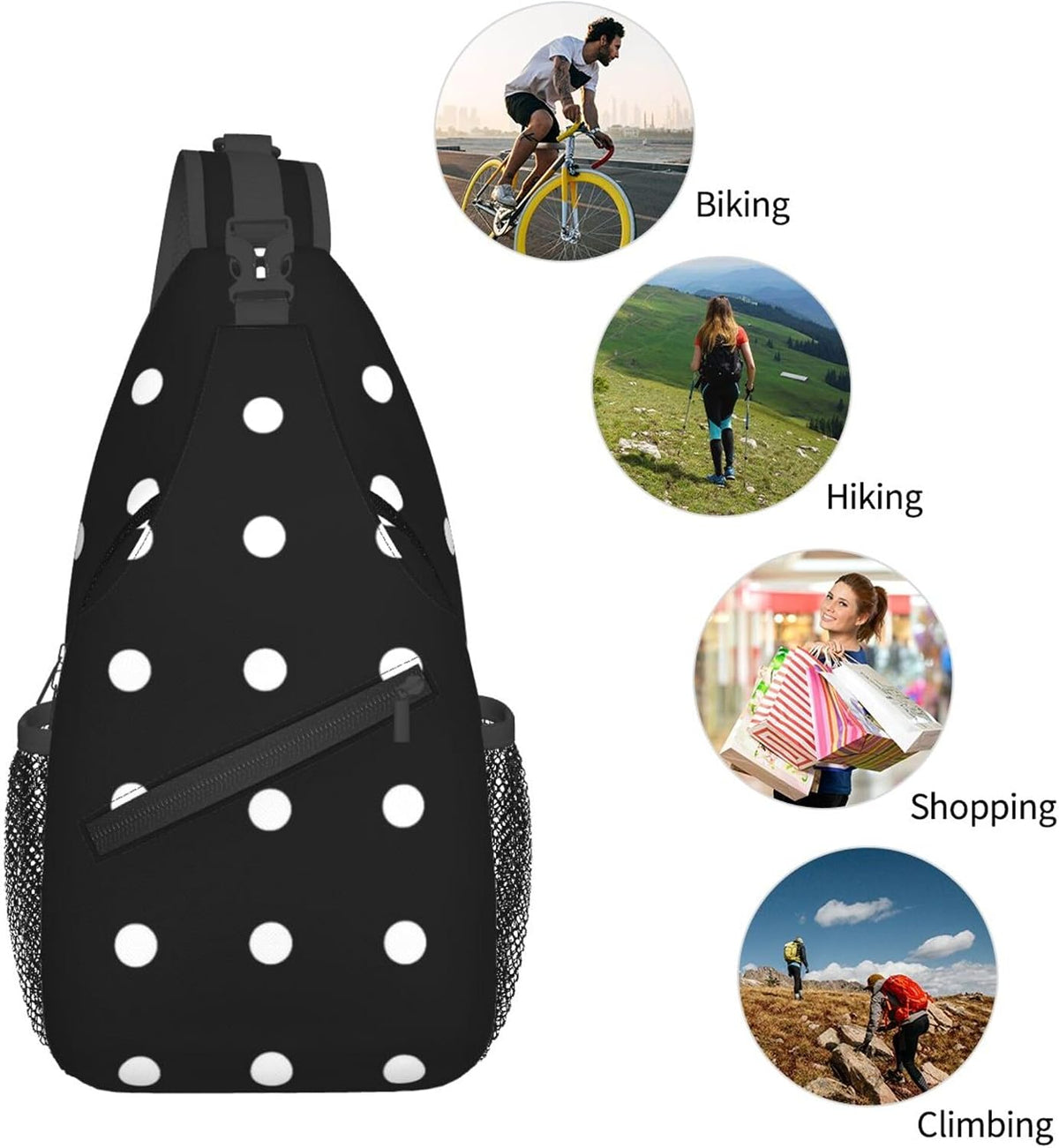 Ultra Lightweight Sling Shoulder Backpack Shoulder Chest Crossbody Bag Multipurpose Anti-Theft Daypack for Hiking Cycling Camping Travel, Boobs Breasts Print White Bookbag