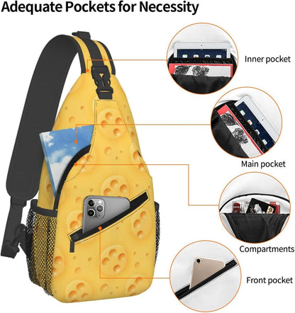 Ultra Lightweight Sling Shoulder Backpack Shoulder Chest Crossbody Bag Multipurpose Anti-Theft Daypack for Hiking Cycling Camping Travel, Boobs Breasts Print White Bookbag