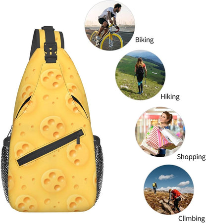 Ultra Lightweight Sling Shoulder Backpack Shoulder Chest Crossbody Bag Multipurpose Anti-Theft Daypack for Hiking Cycling Camping Travel, Boobs Breasts Print White Bookbag