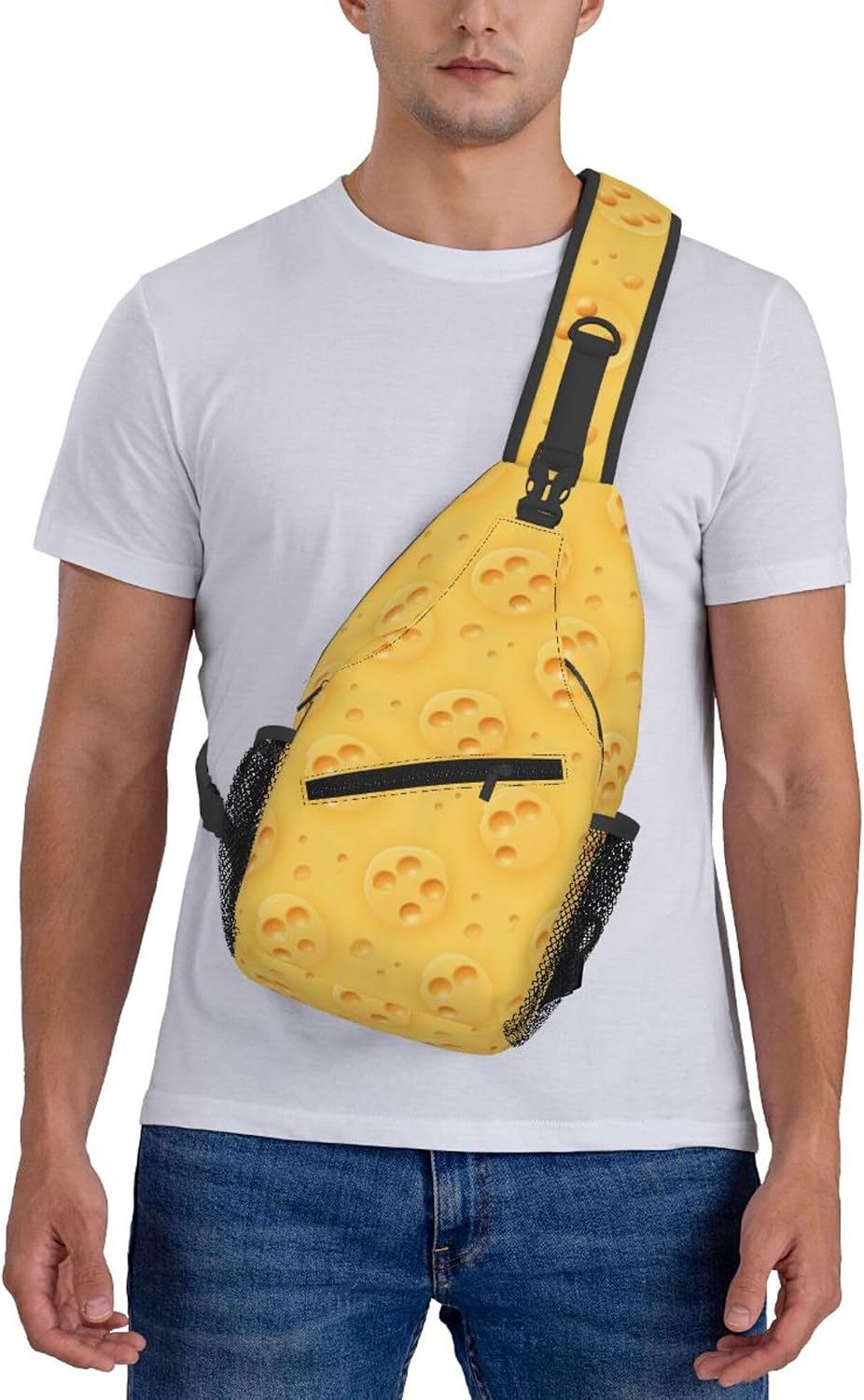 Ultra Lightweight Sling Shoulder Backpack Shoulder Chest Crossbody Bag Multipurpose Anti-Theft Daypack for Hiking Cycling Camping Travel, Boobs Breasts Print White Bookbag