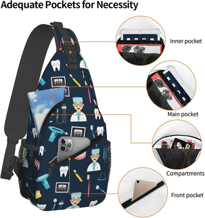 Ultra Lightweight Sling Shoulder Backpack Shoulder Chest Crossbody Bag Multipurpose Anti-Theft Daypack for Hiking Cycling Camping Travel, Boobs Breasts Print White Bookbag