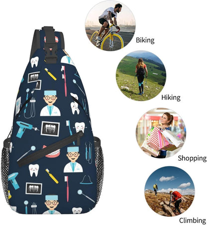 Ultra Lightweight Sling Shoulder Backpack Shoulder Chest Crossbody Bag Multipurpose Anti-Theft Daypack for Hiking Cycling Camping Travel, Boobs Breasts Print White Bookbag