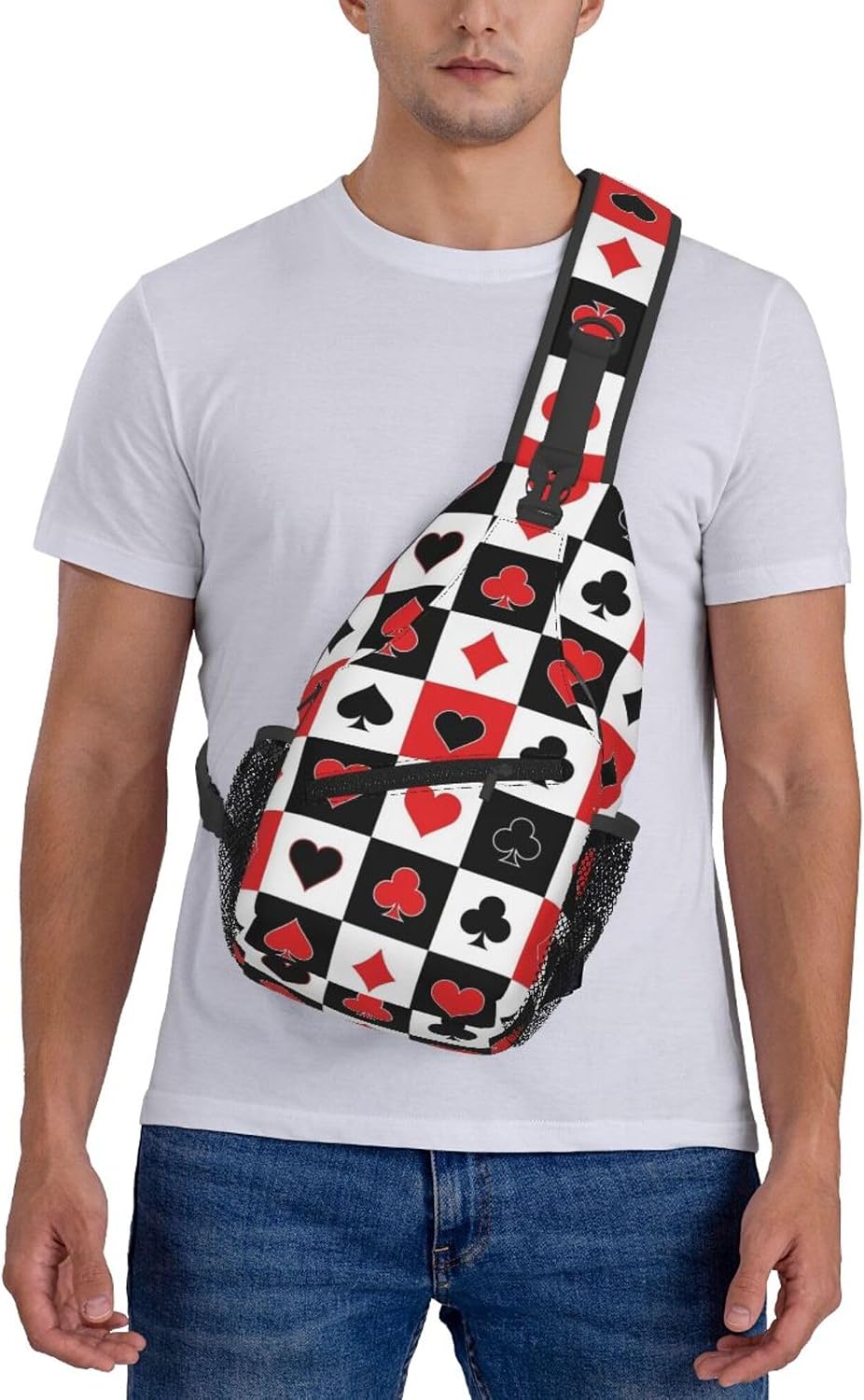 Ultra Lightweight Sling Shoulder Backpack Shoulder Chest Crossbody Bag Multipurpose Anti-Theft Daypack for Hiking Cycling Camping Travel, Boobs Breasts Print White Bookbag
