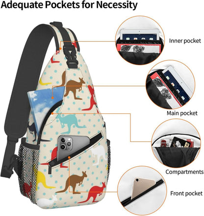 Ultra Lightweight Sling Shoulder Backpack Shoulder Chest Crossbody Bag Multipurpose Anti-Theft Daypack for Hiking Cycling Camping Travel, Boobs Breasts Print White Bookbag