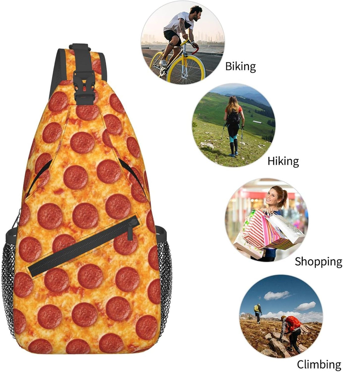 Ultra Lightweight Sling Shoulder Backpack Shoulder Chest Crossbody Bag Multipurpose Anti-Theft Daypack for Hiking Cycling Camping Travel, Boobs Breasts Print White Bookbag