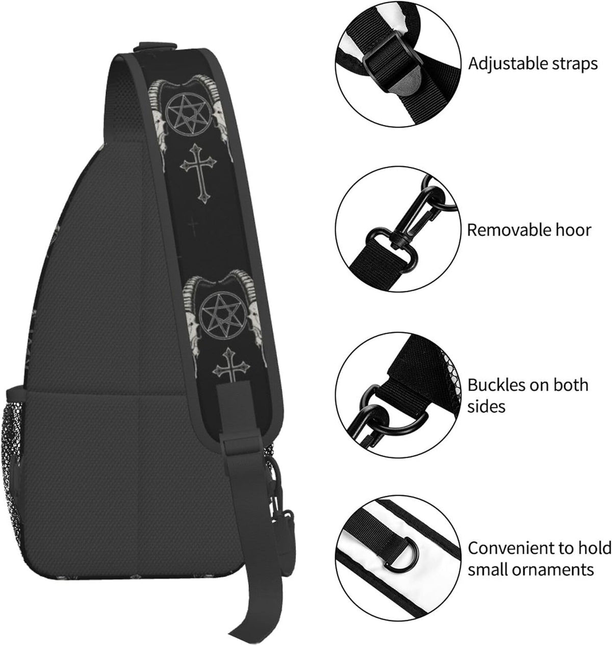 Ultra Lightweight Sling Shoulder Backpack Shoulder Chest Crossbody Bag Multipurpose Anti-Theft Daypack for Hiking Cycling Camping Travel, Boobs Breasts Print White Bookbag