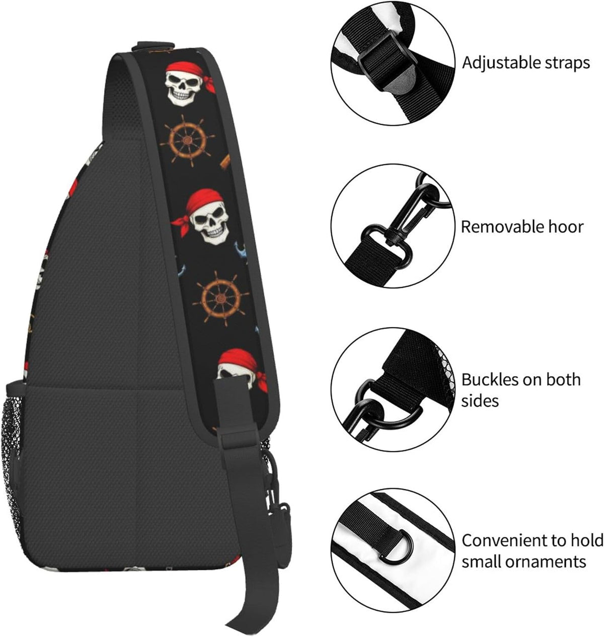Ultra Lightweight Sling Shoulder Backpack Shoulder Chest Crossbody Bag Multipurpose Anti-Theft Daypack for Hiking Cycling Camping Travel, Boobs Breasts Print White Bookbag