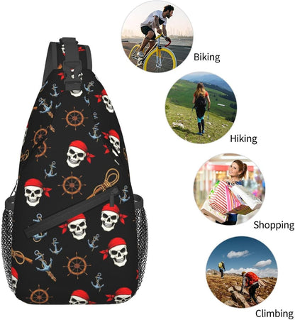 Ultra Lightweight Sling Shoulder Backpack Shoulder Chest Crossbody Bag Multipurpose Anti-Theft Daypack for Hiking Cycling Camping Travel, Boobs Breasts Print White Bookbag