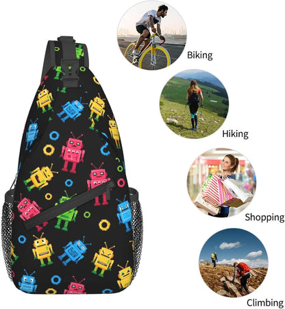 Ultra Lightweight Sling Shoulder Backpack Shoulder Chest Crossbody Bag Multipurpose Anti-Theft Daypack for Hiking Cycling Camping Travel, Boobs Breasts Print White Bookbag