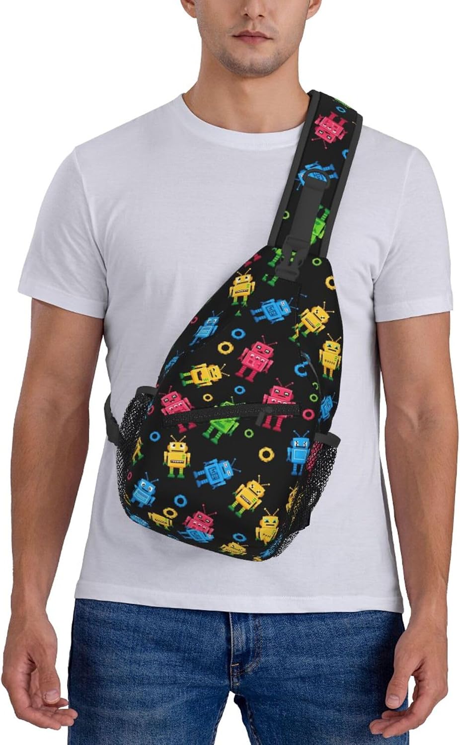 Ultra Lightweight Sling Shoulder Backpack Shoulder Chest Crossbody Bag Multipurpose Anti-Theft Daypack for Hiking Cycling Camping Travel, Boobs Breasts Print White Bookbag