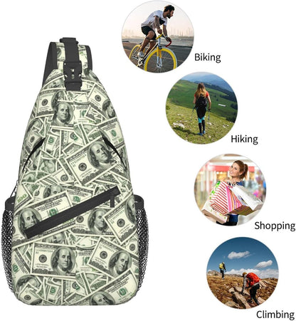 Ultra Lightweight Sling Shoulder Backpack Shoulder Chest Crossbody Bag Multipurpose Anti-Theft Daypack for Hiking Cycling Camping Travel, Boobs Breasts Print White Bookbag