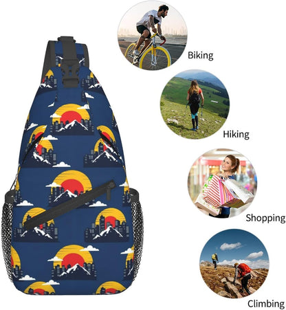 Ultra Lightweight Sling Shoulder Backpack Shoulder Chest Crossbody Bag Multipurpose Anti-Theft Daypack for Hiking Cycling Camping Travel, Boobs Breasts Print White Bookbag