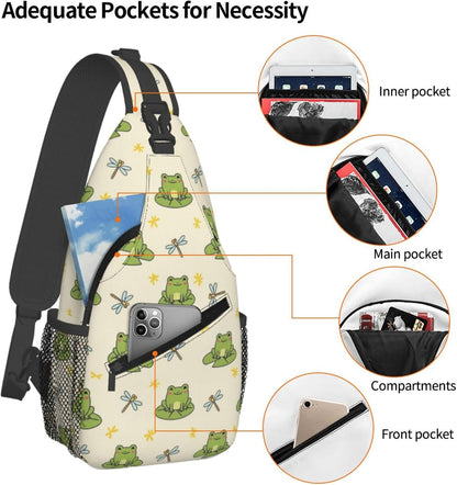 Ultra Lightweight Sling Shoulder Backpack Shoulder Chest Crossbody Bag Multipurpose Anti-Theft Daypack for Hiking Cycling Camping Travel, Boobs Breasts Print White Bookbag