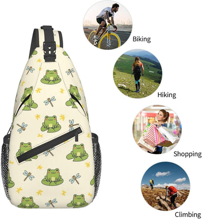 Ultra Lightweight Sling Shoulder Backpack Shoulder Chest Crossbody Bag Multipurpose Anti-Theft Daypack for Hiking Cycling Camping Travel, Boobs Breasts Print White Bookbag