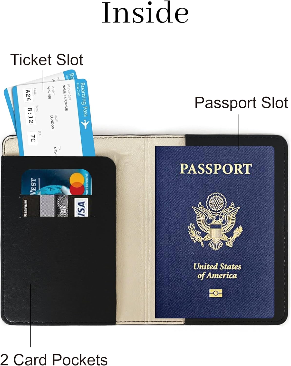 Passport Holder for Travel, RFID Blocking Waterproof PU Leather Travel Passport Cover Case Wallet