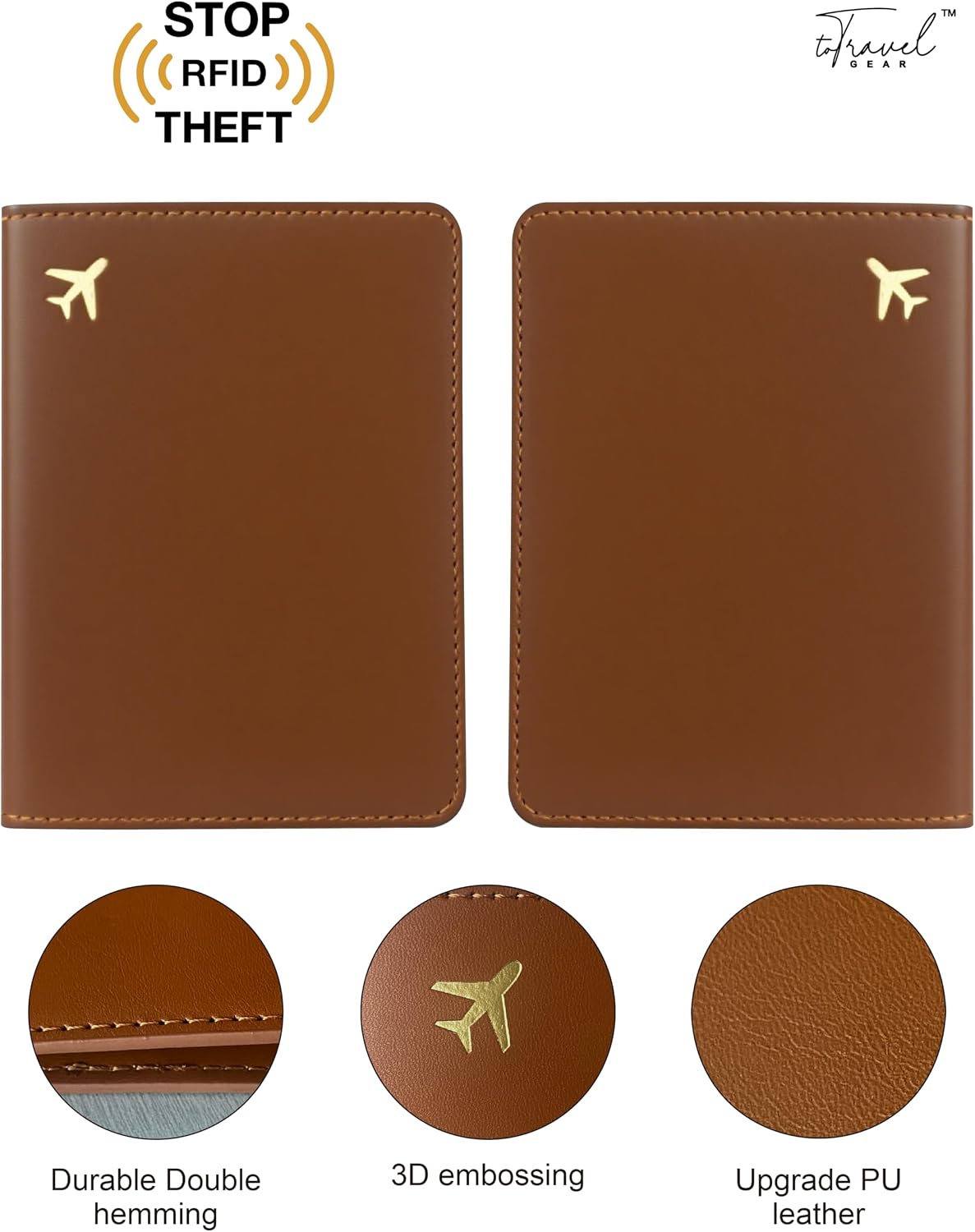 Passport Holder for Travel, RFID Blocking Waterproof PU Leather Travel Passport Cover Case Wallet