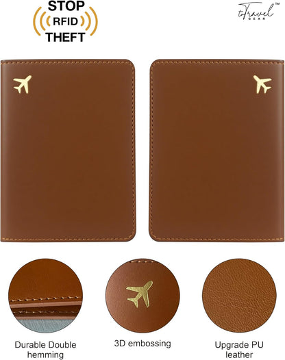 Passport Holder for Travel, RFID Blocking Waterproof PU Leather Travel Passport Cover Case Wallet