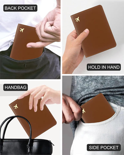 Passport Holder for Travel, RFID Blocking Waterproof PU Leather Travel Passport Cover Case Wallet