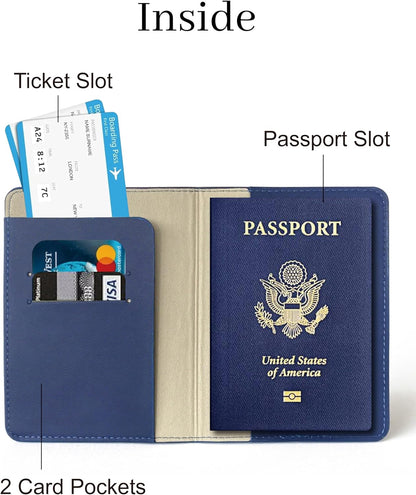 Passport Holder for Travel, RFID Blocking Waterproof PU Leather Travel Passport Cover Case Wallet
