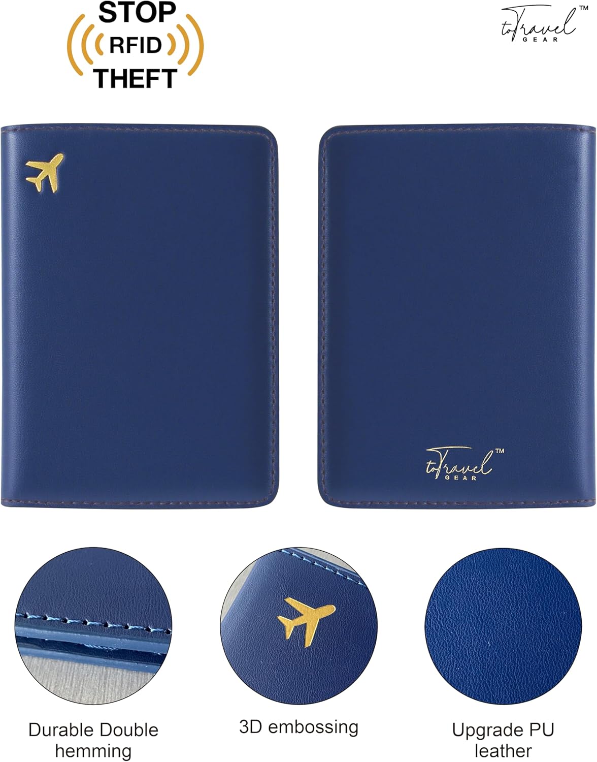 Passport Holder for Travel, RFID Blocking Waterproof PU Leather Travel Passport Cover Case Wallet