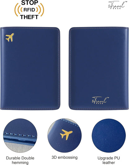 Passport Holder for Travel, RFID Blocking Waterproof PU Leather Travel Passport Cover Case Wallet