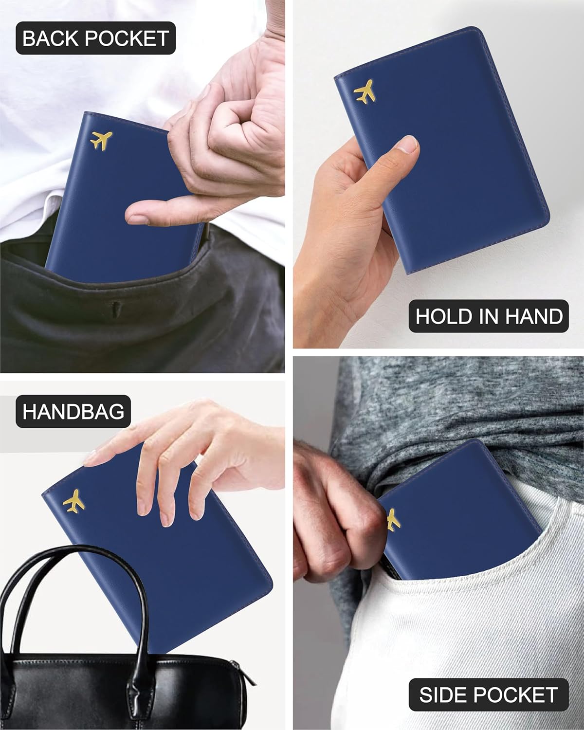 Passport Holder for Travel, RFID Blocking Waterproof PU Leather Travel Passport Cover Case Wallet