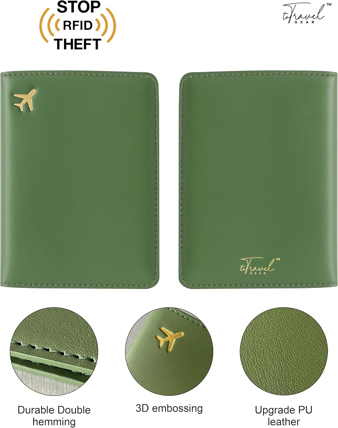 Passport Holder for Travel, RFID Blocking Waterproof PU Leather Travel Passport Cover Case Wallet