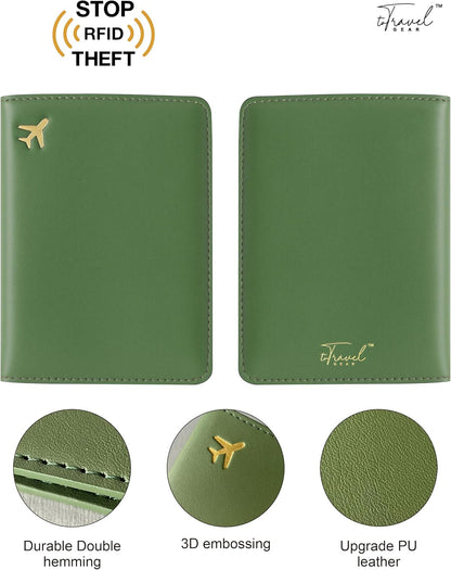 Passport Holder for Travel, RFID Blocking Waterproof PU Leather Travel Passport Cover Case Wallet