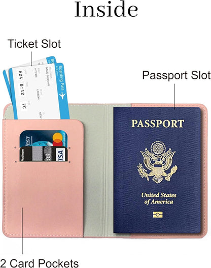 Passport Holder for Travel, RFID Blocking Waterproof PU Leather Travel Passport Cover Case Wallet