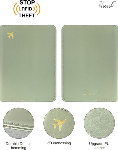 Passport Holder for Travel, RFID Blocking Waterproof PU Leather Travel Passport Cover Case Wallet