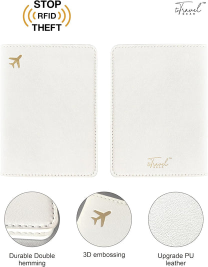Passport Holder for Travel, RFID Blocking Waterproof PU Leather Travel Passport Cover Case Wallet