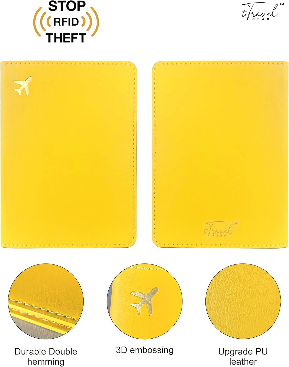 Passport Holder for Travel, RFID Blocking Waterproof PU Leather Travel Passport Cover Case Wallet