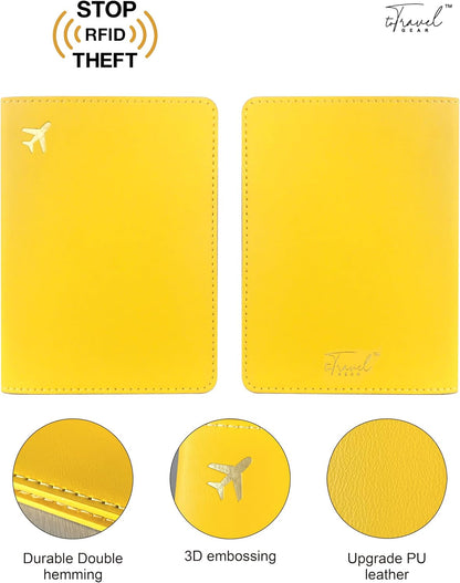 Passport Holder for Travel, RFID Blocking Waterproof PU Leather Travel Passport Cover Case Wallet