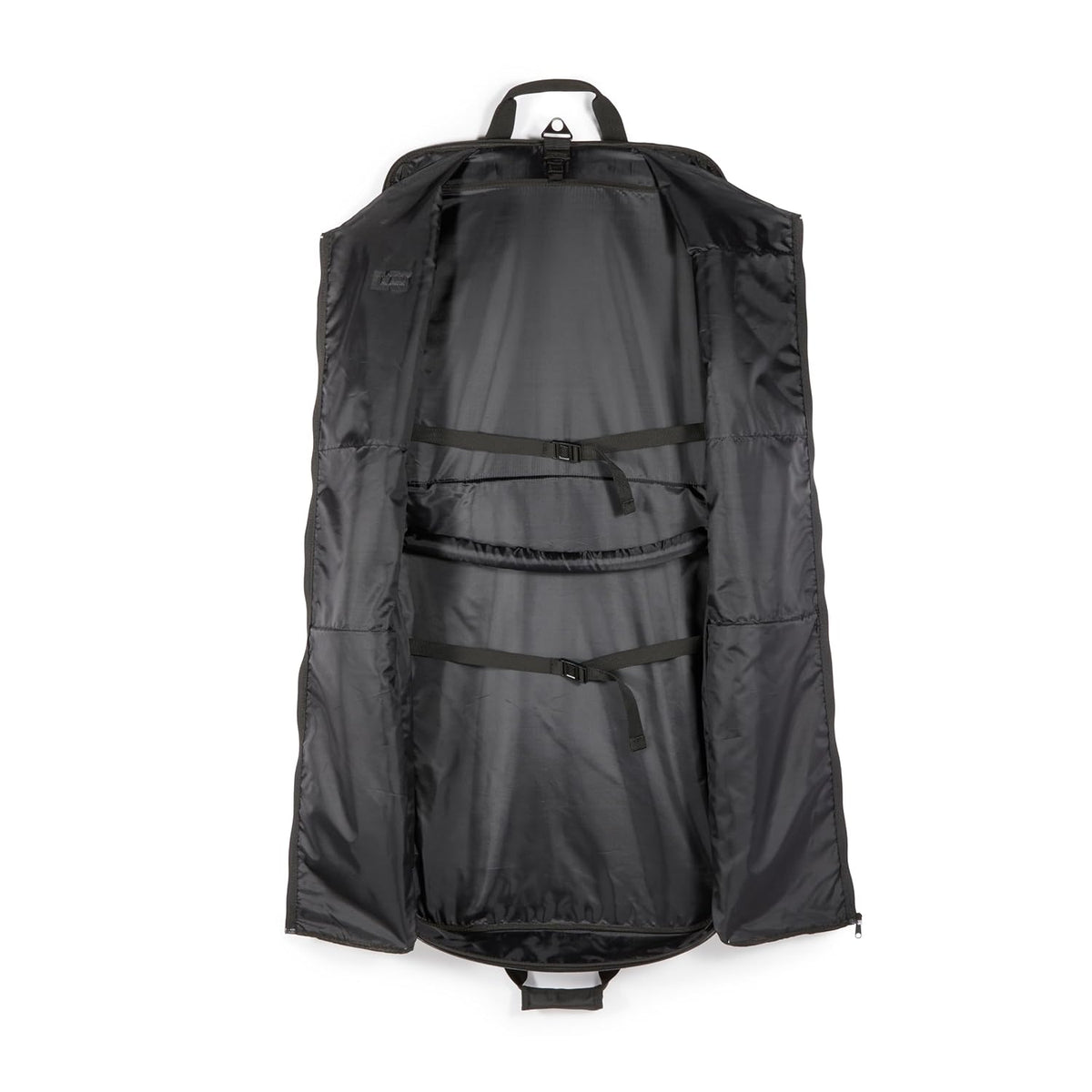 46" Premium Garment Bag for Travel, Suit Bag with Shoulder Strap for Suits and Dresses, 1680D Polyester Fabric, Exterior/Interior Pockets, Leather-reinforced Corners, Trifold, Black