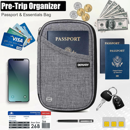 Passport Holder for Travel, Rfid Blocking Passport Wallet Travel Wallet Waterproof Case for Cards Passport Case, Travel Document Organizer Credit Cards Case Rfid Passport Holder for Travel
