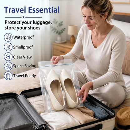 Waterproof Shoe Bags for Travel Packing Storage | Smellproof, Travel Essentials, Multi Purpose, Extra Thick Plastic