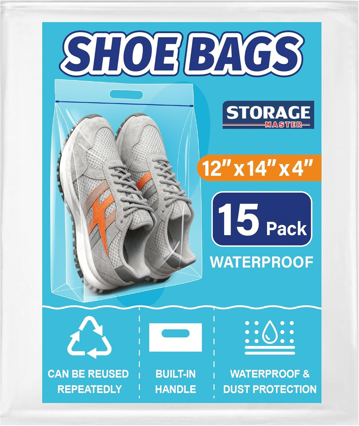 Waterproof Shoe Bags for Travel Packing Storage | Smellproof, Travel Essentials, Multi Purpose, Extra Thick Plastic