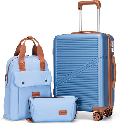 Carry On Luggage 22x14x9 Airline Approved, 20 Inch Carry on Suitcases with Wheels, ABS Lightweight Carry-on Luggage, Travel Suitcase Set with Wheels and TSA Lock