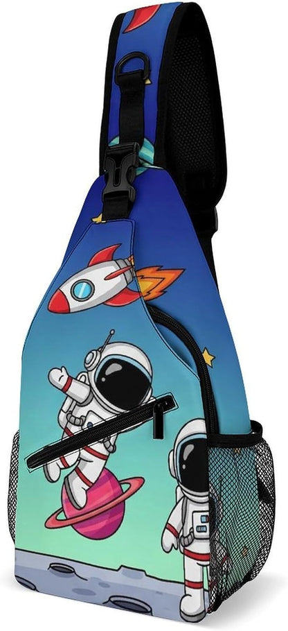 Men Women Sling Backpack Outdoor Sport Daypack Travel Bag, Multipurpose Anti-Theft Carry On Bag, Breathable Chest Sling Shoulder Backpacks Bags, Cute Aircraft Airplane