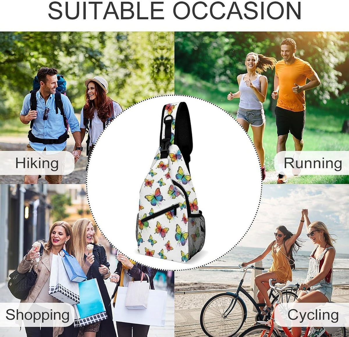 Men Women Sling Backpack Outdoor Sport Daypack Travel Bag, Multipurpose Anti-Theft Carry On Bag, Breathable Chest Sling Shoulder Backpacks Bags, Cute Aircraft Airplane