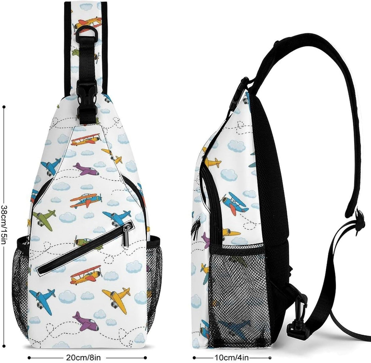 Men Women Sling Backpack Outdoor Sport Daypack Travel Bag, Multipurpose Anti-Theft Carry On Bag, Breathable Chest Sling Shoulder Backpacks Bags, Cute Aircraft Airplane