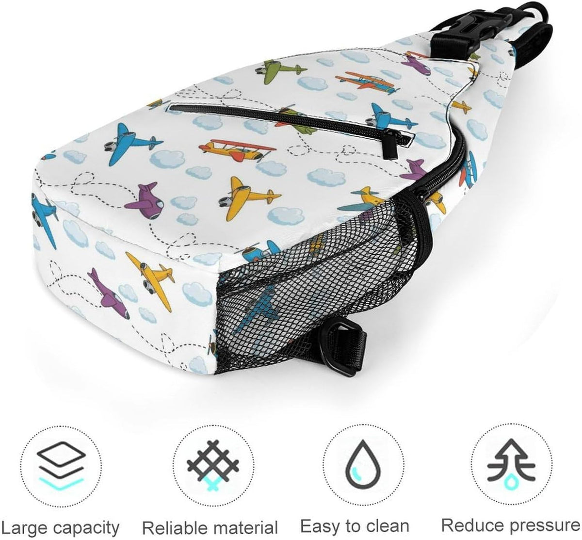 Men Women Sling Backpack Outdoor Sport Daypack Travel Bag, Multipurpose Anti-Theft Carry On Bag, Breathable Chest Sling Shoulder Backpacks Bags, Cute Aircraft Airplane