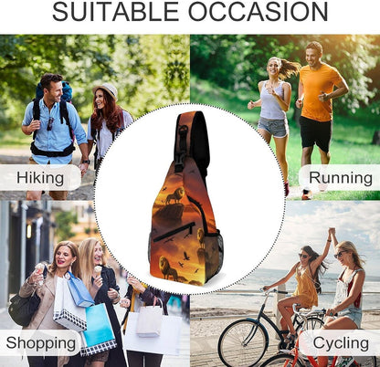 Men Women Sling Backpack Outdoor Sport Daypack Travel Bag, Multipurpose Anti-Theft Carry On Bag, Breathable Chest Sling Shoulder Backpacks Bags, Cute Aircraft Airplane