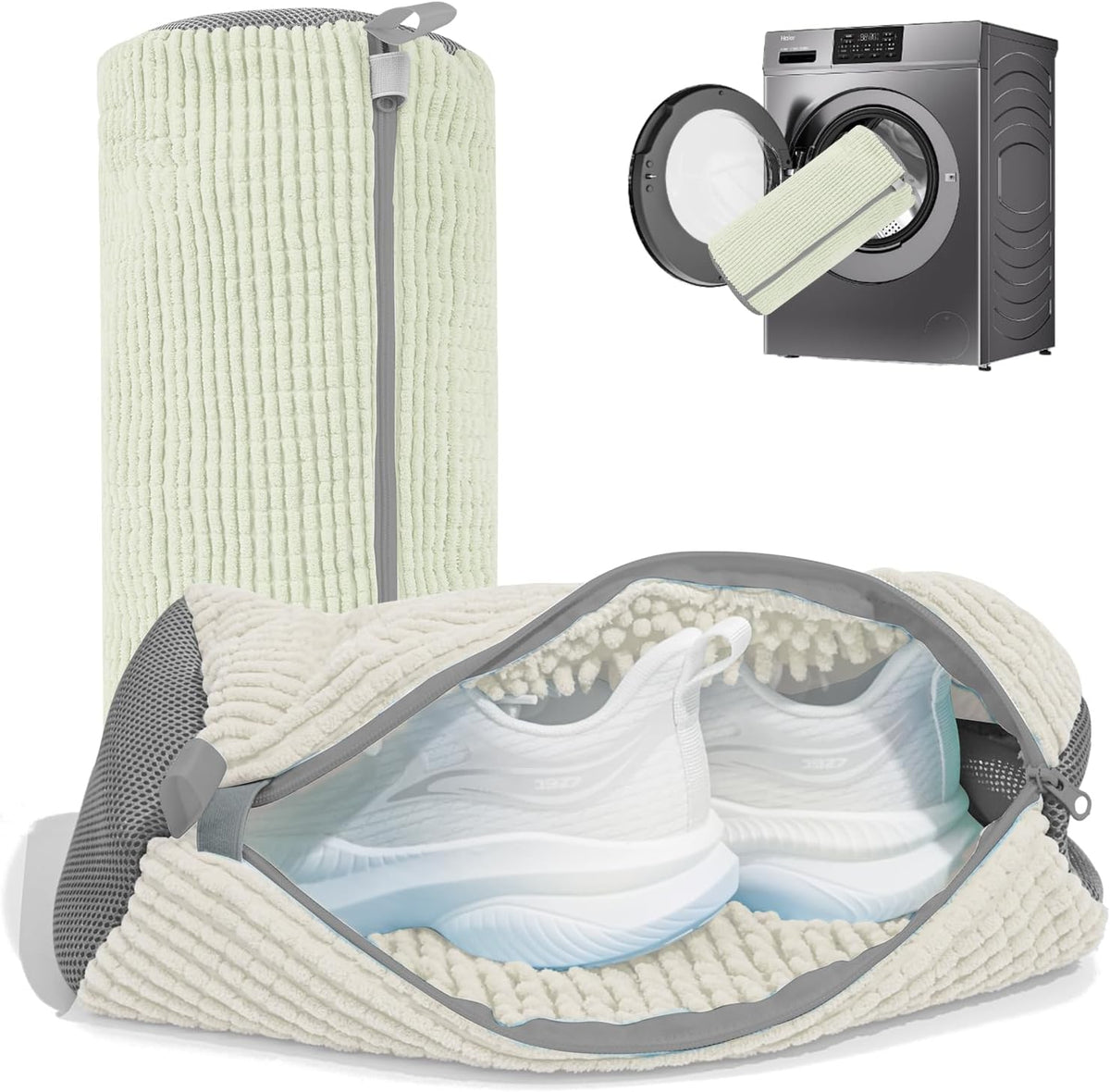 Shoe Washing Machine Bag: Laundry Shoe Bag for Washer and Dryer - 2pc Reusable Shoe Cleaning Bag for Sneaker Tennis Shoes Unstain Cleaner Kit (Yellow 2pcs)