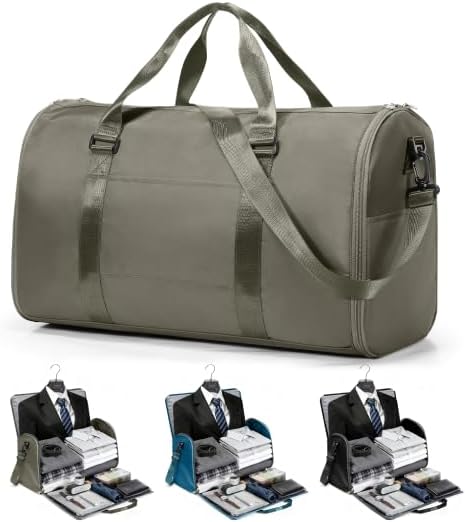 Convertible Garment Duffle Bags for Travel, Carry On Garment Bag for Women Men 2 in 1 Hanging Suit Bag, Large Weekender Bags for Business Trip Wedding Hanging Clothes Black