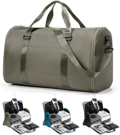 Convertible Garment Duffle Bags for Travel, Carry On Garment Bag for Women Men 2 in 1 Hanging Suit Bag, Large Weekender Bags for Business Trip Wedding Hanging Clothes Black