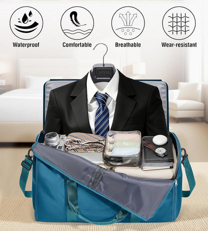 Convertible Garment Duffle Bags for Travel, Carry On Garment Bag for Women Men 2 in 1 Hanging Suit Bag, Large Weekender Bags for Business Trip Wedding Hanging Clothes Black