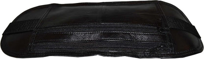 Leatherboss Genuine Leather Flat Fanny Pack Secured Travel Adjustable Multi Pocket Passpoet Holder for men women, Black